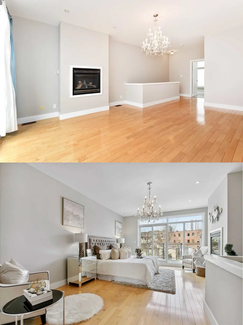 Before-and-after home staging transformation by Astra