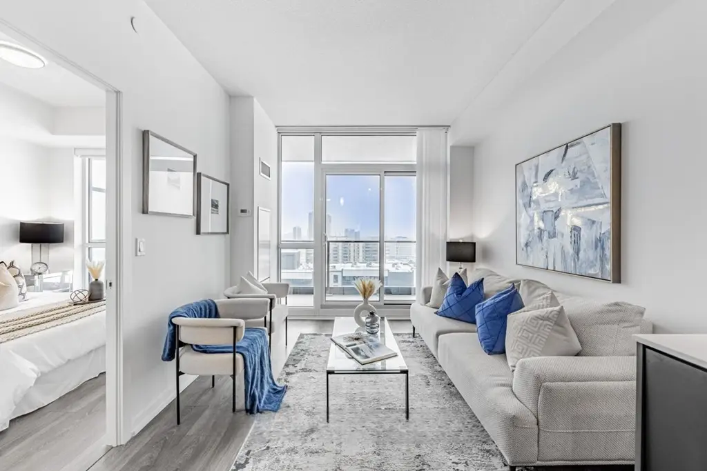 Neutral living and dining area staged by Astra in Markham